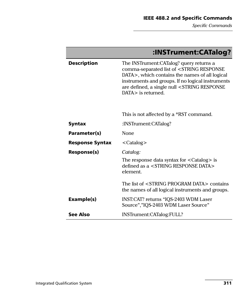 Instrument:catalog | EXFO IQS-600 Integrated Qualification System User Manual | Page 319 / 357