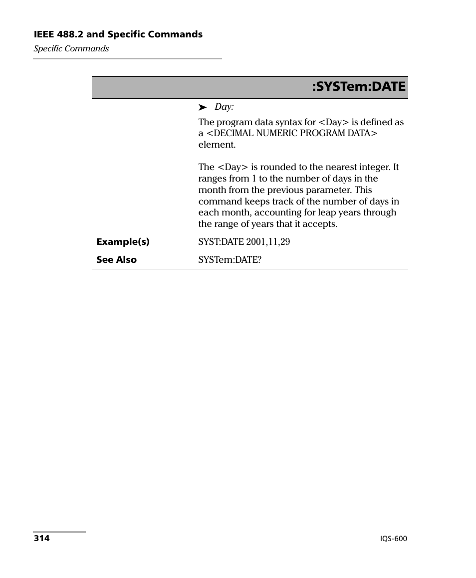 System:date | EXFO IQS-600 Integrated Qualification System User Manual | Page 322 / 357