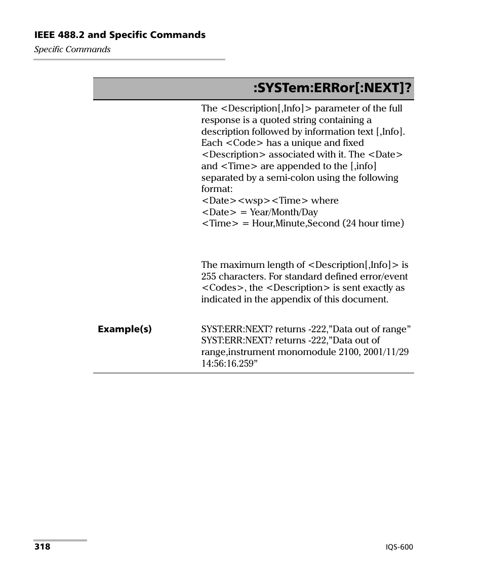 System:error[:next | EXFO IQS-600 Integrated Qualification System User Manual | Page 326 / 357