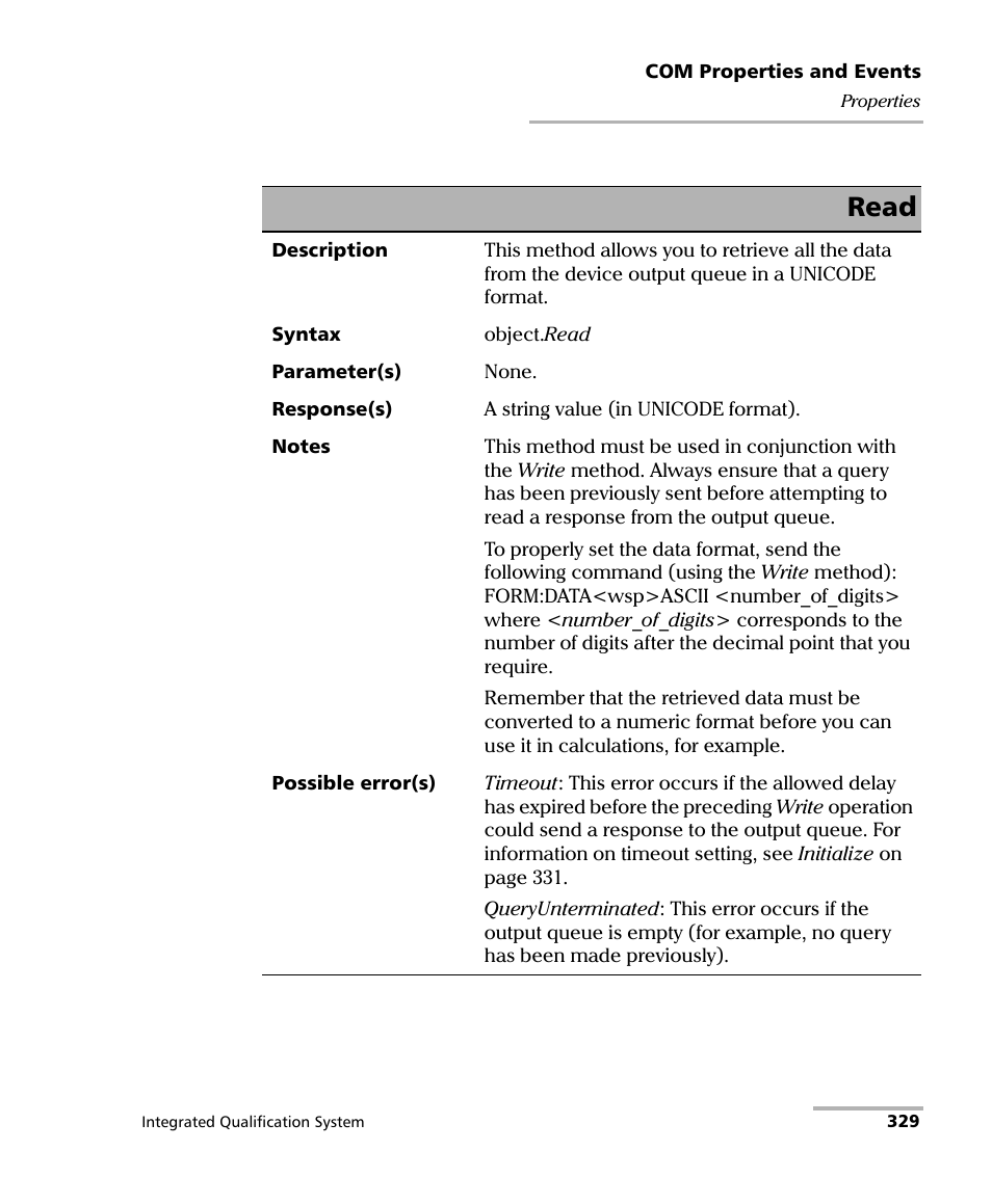 Read | EXFO IQS-600 Integrated Qualification System User Manual | Page 337 / 357