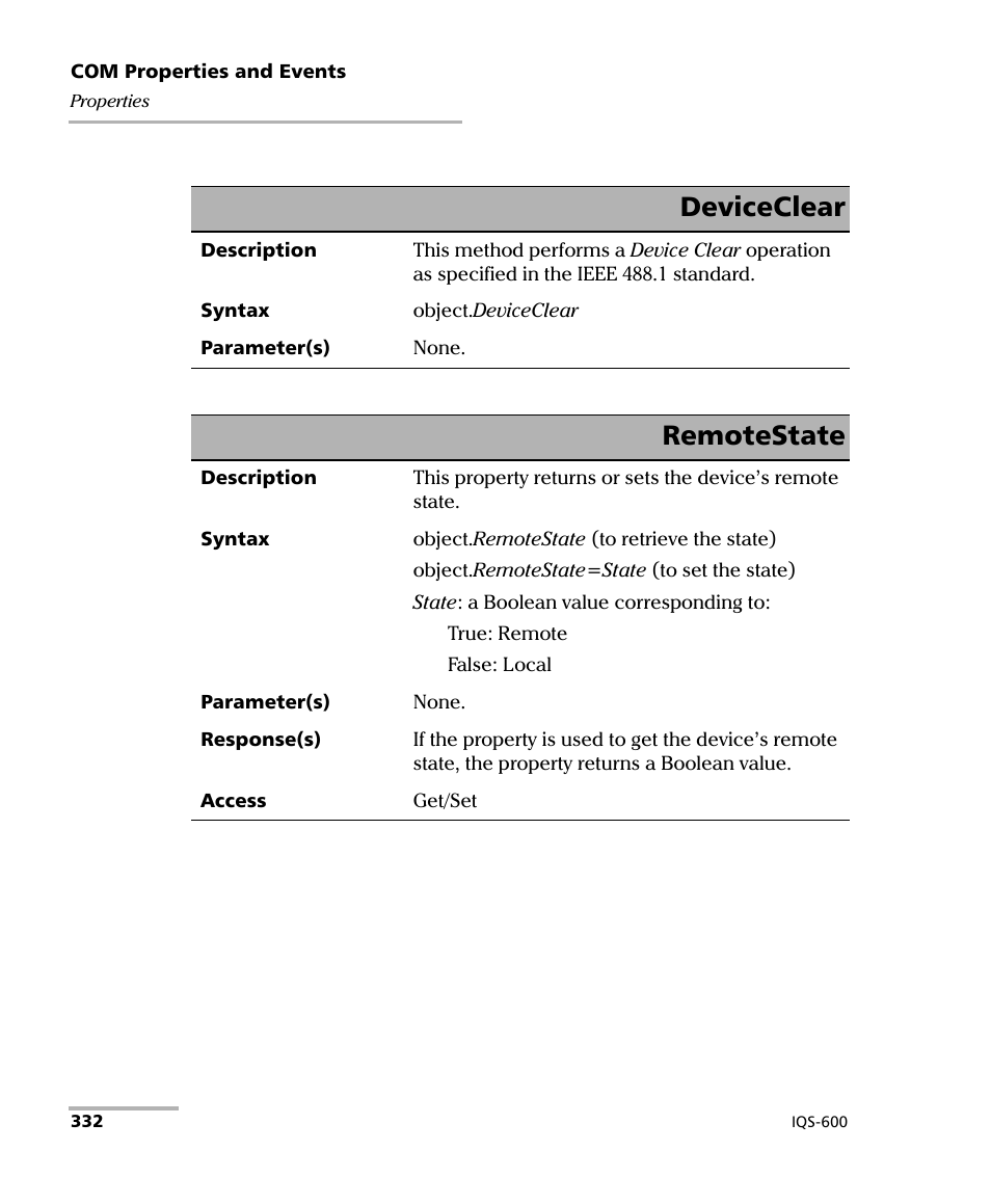 Deviceclear, Remotestate | EXFO IQS-600 Integrated Qualification System User Manual | Page 340 / 357