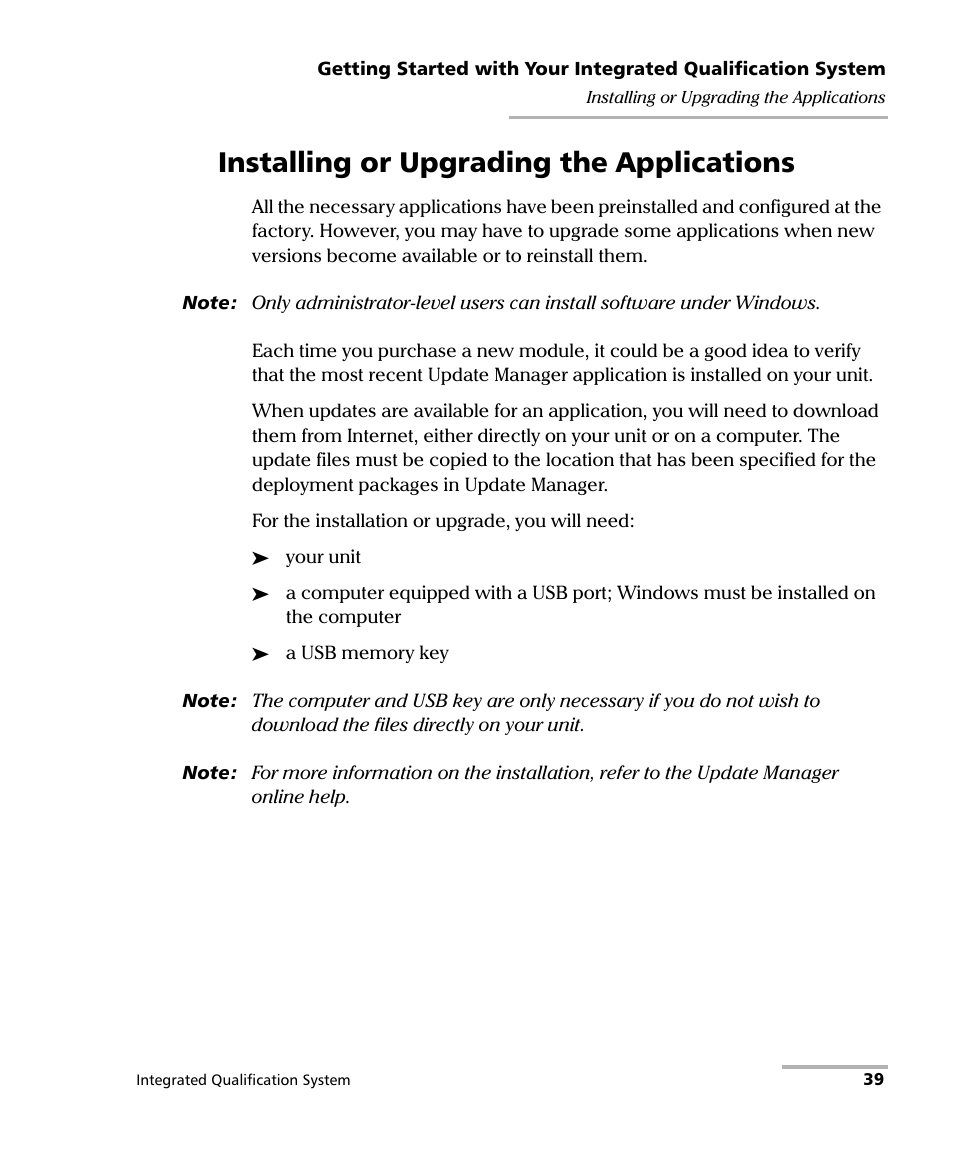 Installing or upgrading the applications | EXFO IQS-600 Integrated Qualification System User Manual | Page 47 / 357