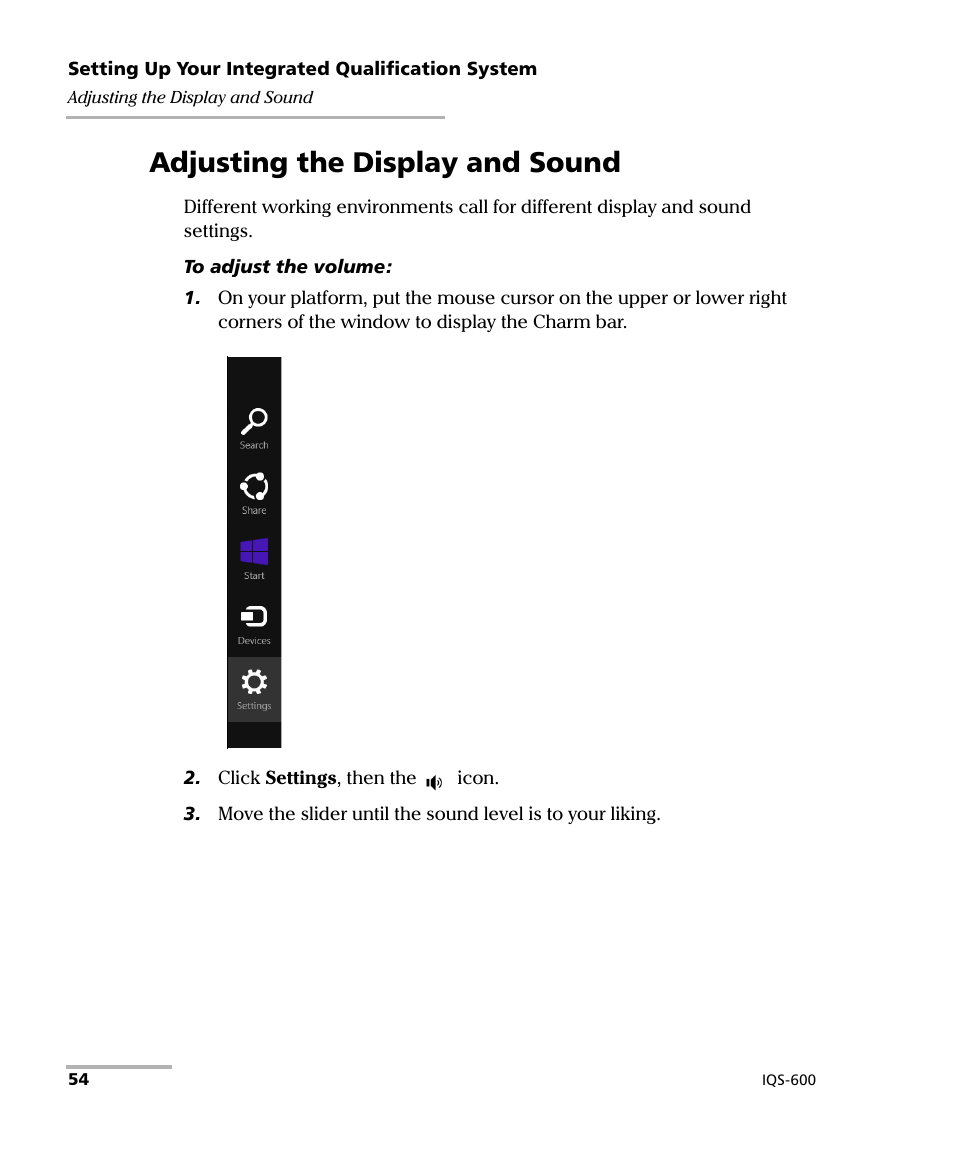 Adjusting the display and sound | EXFO IQS-600 Integrated Qualification System User Manual | Page 62 / 357