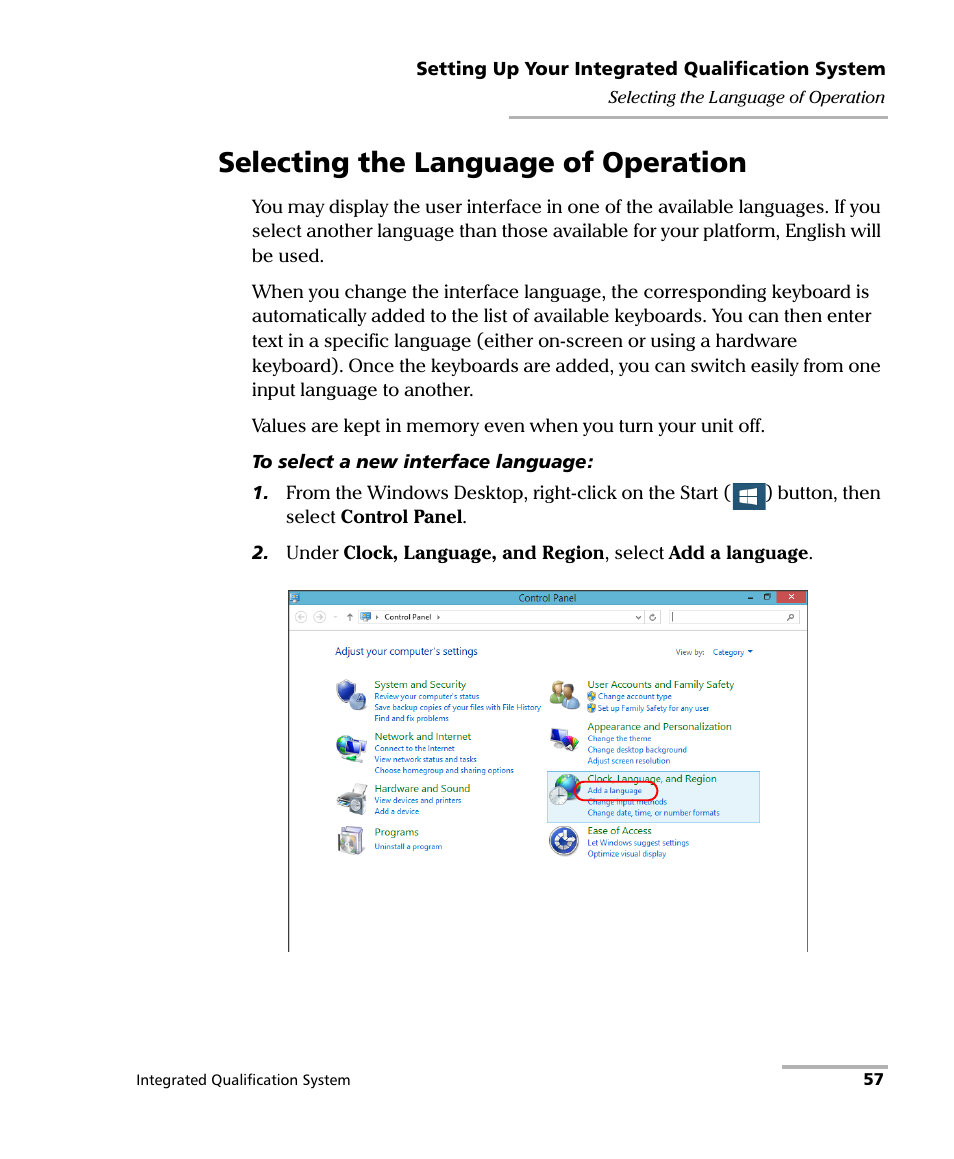 Selecting the language of operation | EXFO IQS-600 Integrated Qualification System User Manual | Page 65 / 357