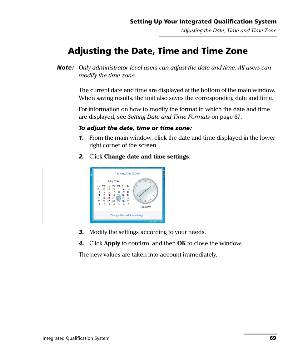 Adjusting the date, time and time zone | EXFO IQS-600 Integrated Qualification System User Manual | Page 77 / 357