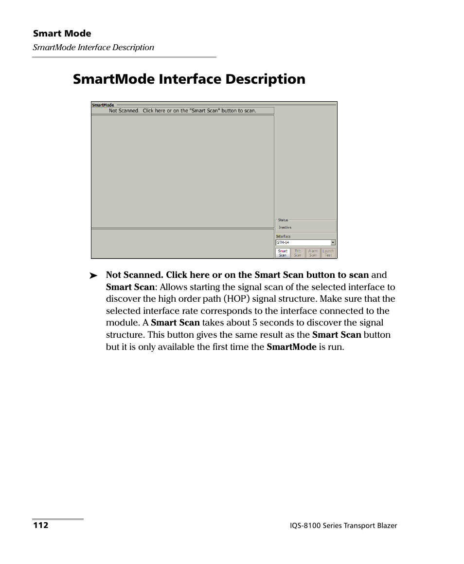 Smartmode interface description | EXFO IQS-8100 Series Transport Blazer for IQS-600 User Manual | Page 126 / 719