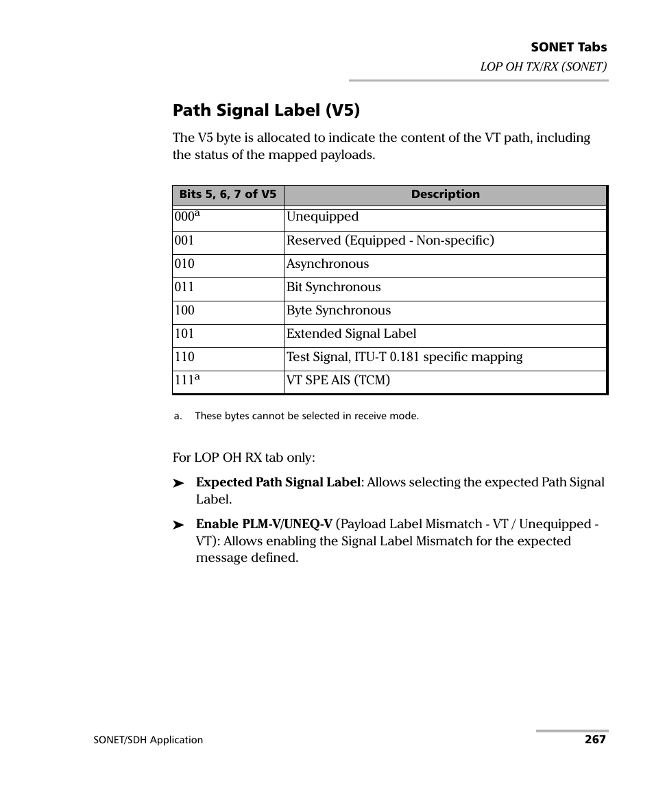 Path signal label (v5) | EXFO IQS-8100 Series Transport Blazer for IQS-600 User Manual | Page 281 / 719