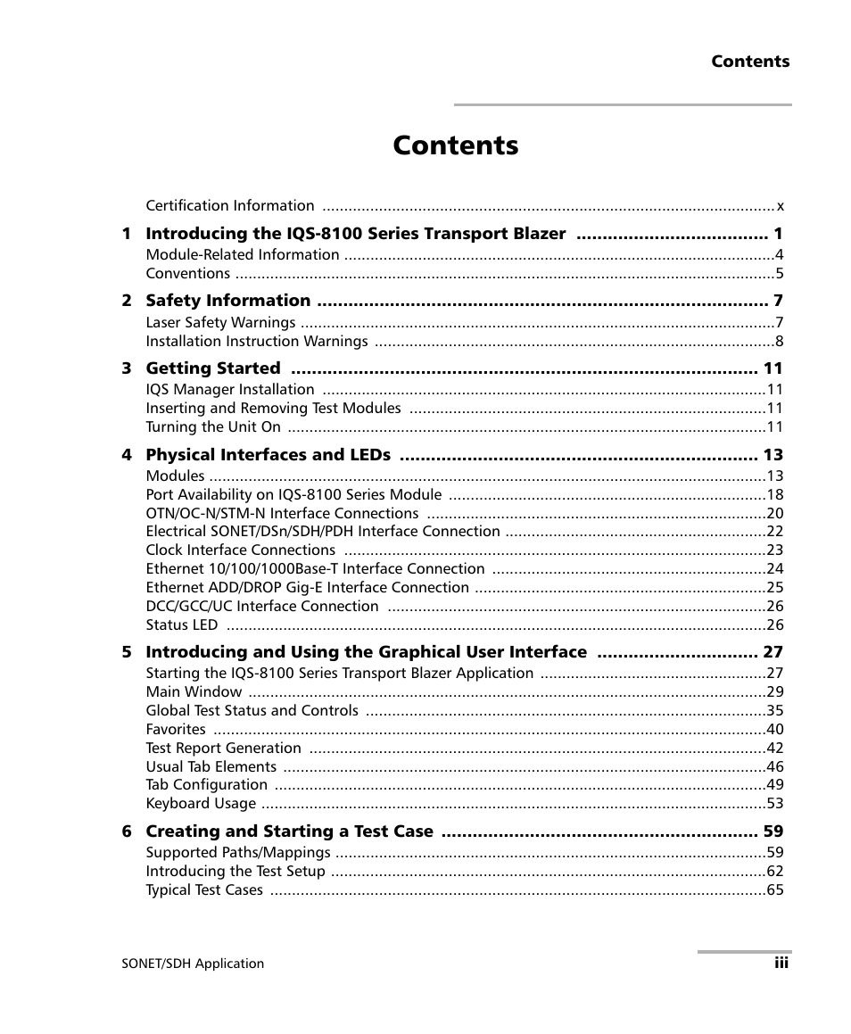 EXFO IQS-8100 Series Transport Blazer for IQS-600 User Manual | Page 3 / 719