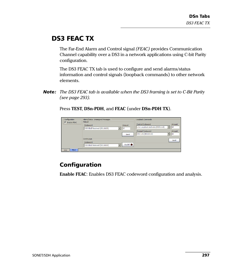 Ds3 feac tx, Configuration | EXFO IQS-8100 Series Transport Blazer for IQS-600 User Manual | Page 311 / 719