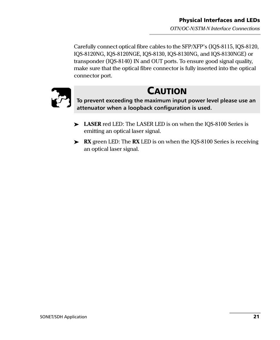 Aution | EXFO IQS-8100 Series Transport Blazer for IQS-600 User Manual | Page 35 / 719