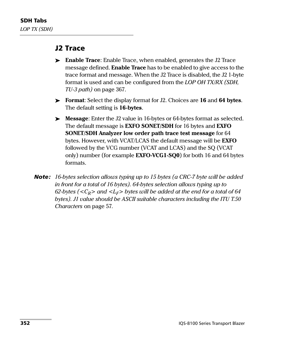 J2 trace | EXFO IQS-8100 Series Transport Blazer for IQS-600 User Manual | Page 366 / 719