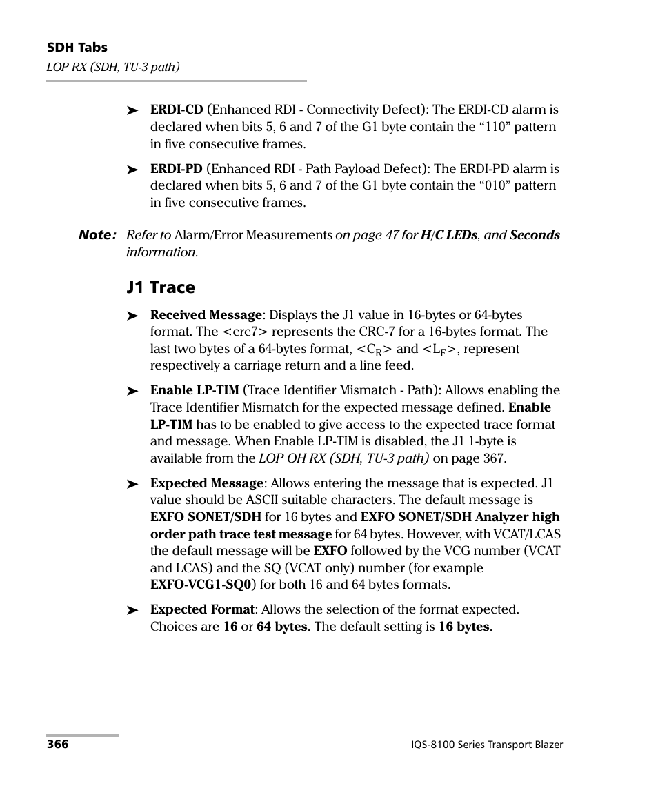 J1 trace | EXFO IQS-8100 Series Transport Blazer for IQS-600 User Manual | Page 380 / 719