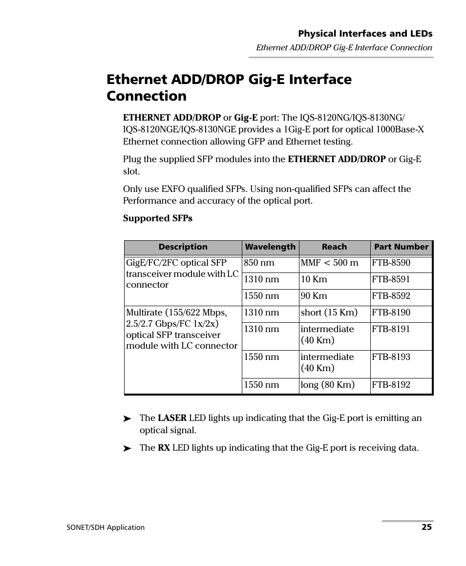 Ethernet add/drop gig-e interface connection | EXFO IQS-8100 Series Transport Blazer for IQS-600 User Manual | Page 39 / 719