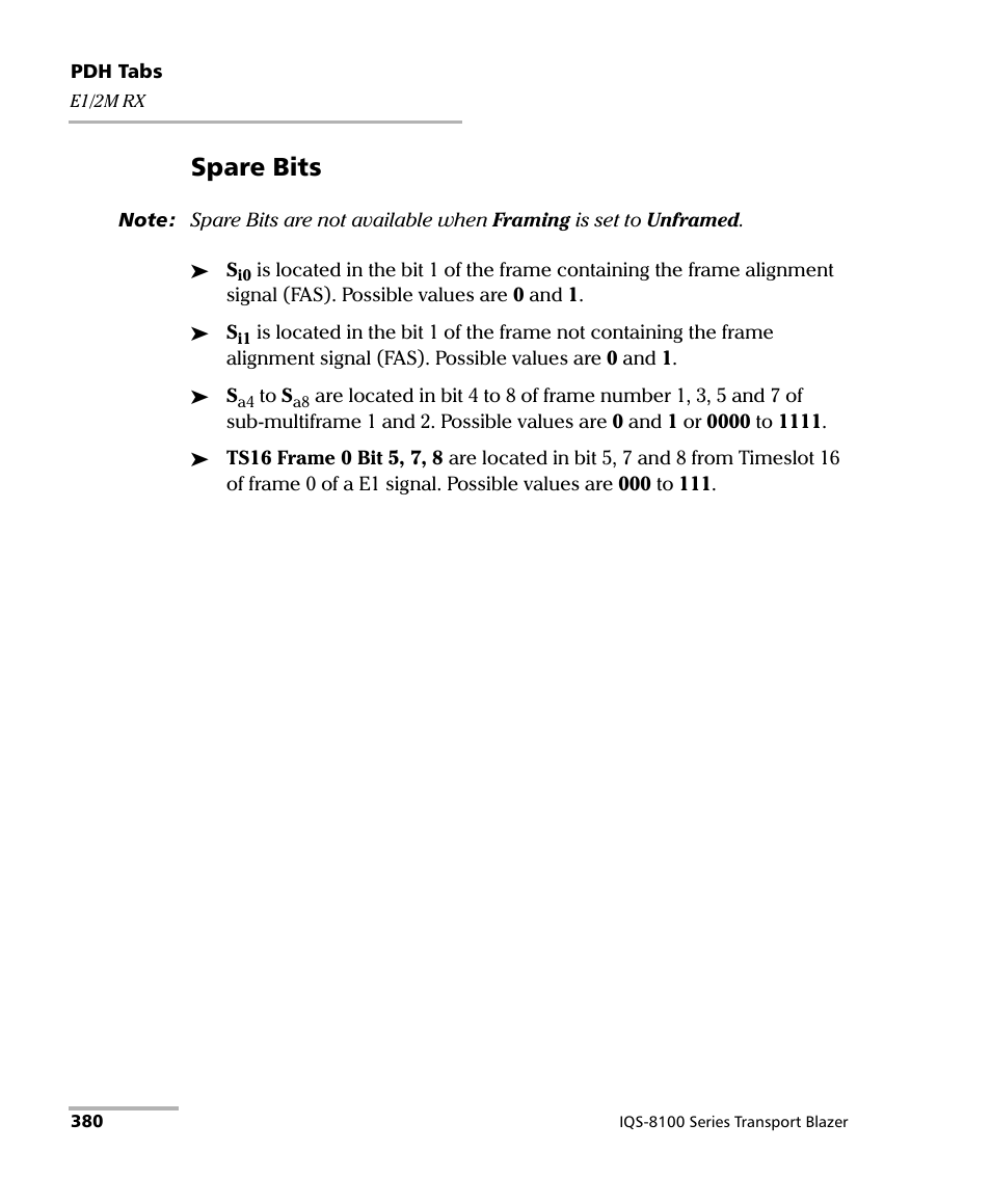 Spare bits | EXFO IQS-8100 Series Transport Blazer for IQS-600 User Manual | Page 394 / 719