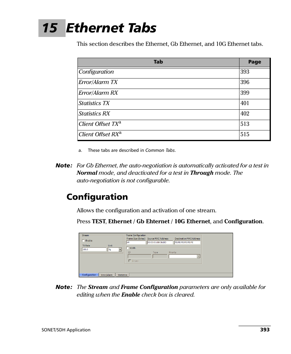 15 ethernet tabs, Configuration | EXFO IQS-8100 Series Transport Blazer for IQS-600 User Manual | Page 407 / 719