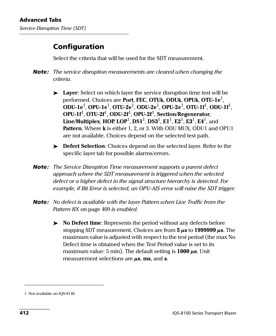 Configuration | EXFO IQS-8100 Series Transport Blazer for IQS-600 User Manual | Page 426 / 719