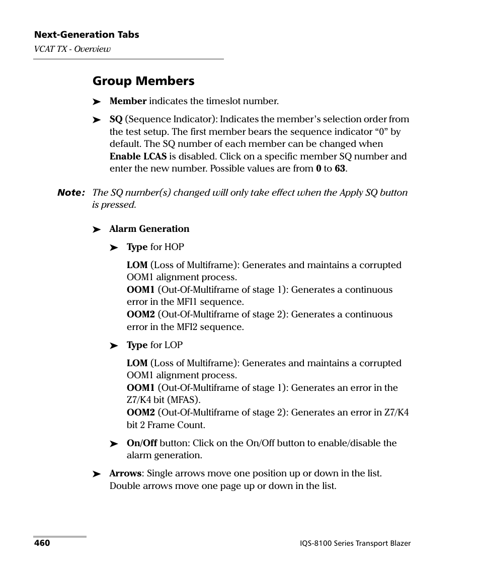 Group members | EXFO IQS-8100 Series Transport Blazer for IQS-600 User Manual | Page 474 / 719