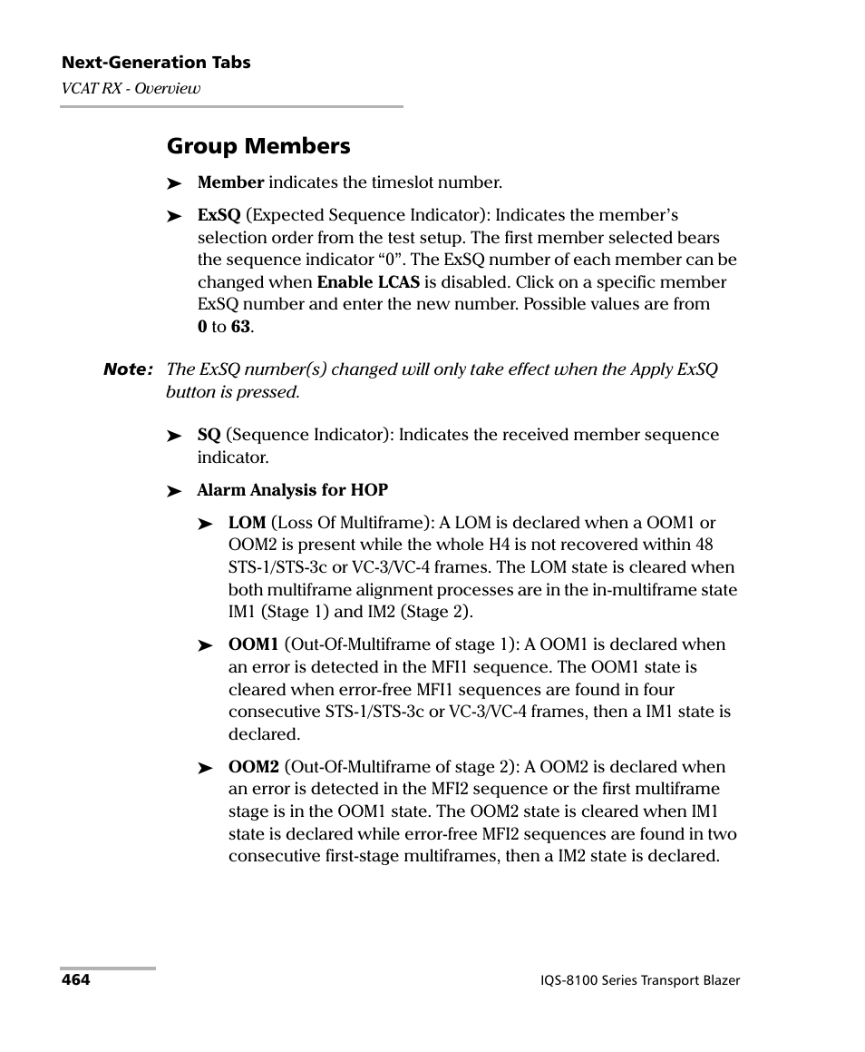 Group members | EXFO IQS-8100 Series Transport Blazer for IQS-600 User Manual | Page 478 / 719