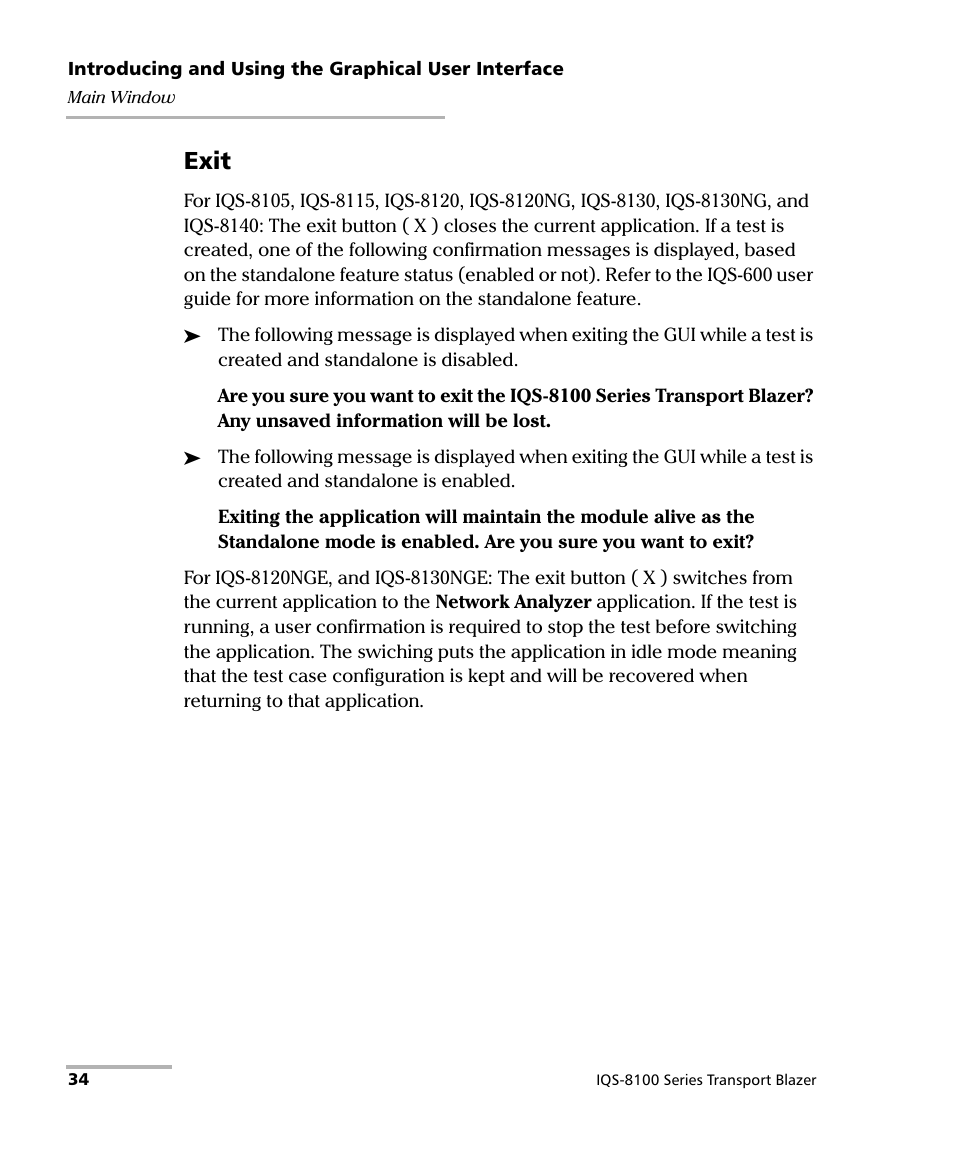 Exit | EXFO IQS-8100 Series Transport Blazer for IQS-600 User Manual | Page 48 / 719