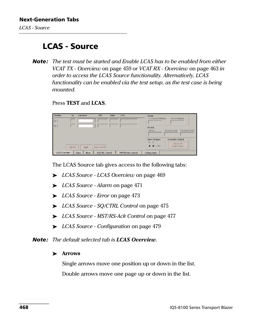 Lcas - source | EXFO IQS-8100 Series Transport Blazer for IQS-600 User Manual | Page 482 / 719