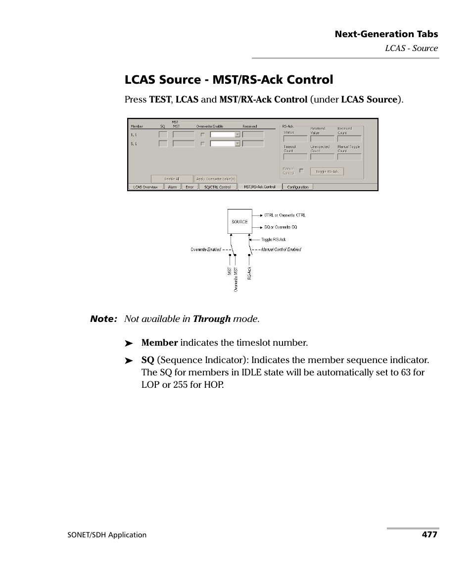 Lcas source - mst/rs-ack control | EXFO IQS-8100 Series Transport Blazer for IQS-600 User Manual | Page 491 / 719