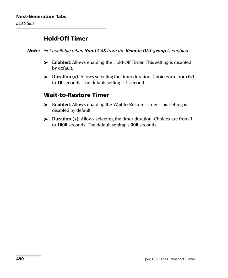 Hold-off timer, Wait-to-restore timer | EXFO IQS-8100 Series Transport Blazer for IQS-600 User Manual | Page 504 / 719