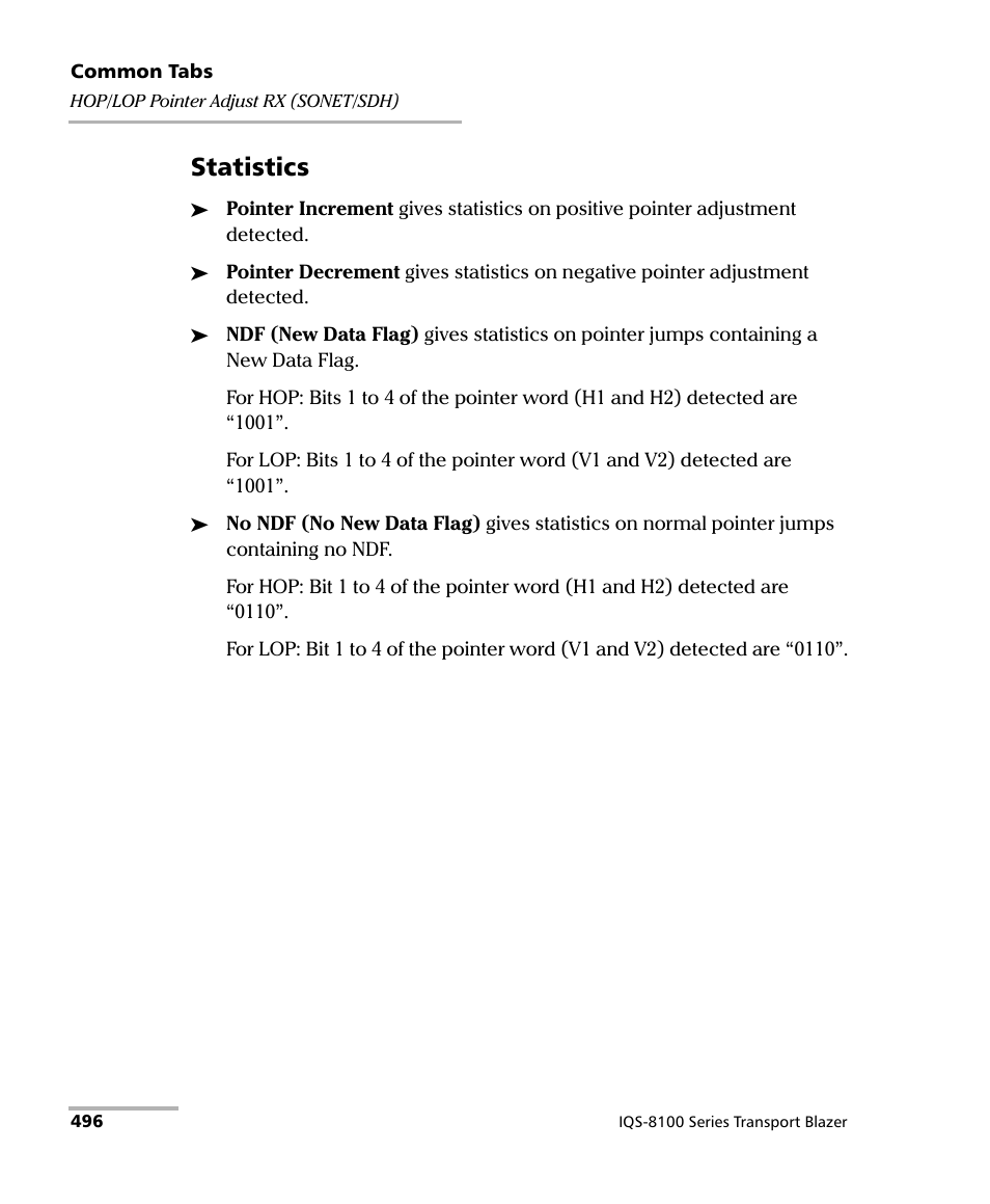 Statistics | EXFO IQS-8100 Series Transport Blazer for IQS-600 User Manual | Page 510 / 719
