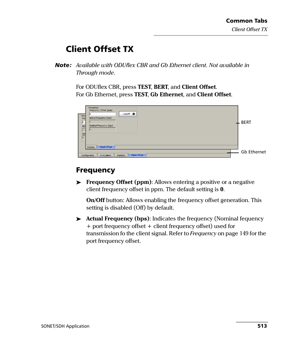 Client offset tx, Frequency | EXFO IQS-8100 Series Transport Blazer for IQS-600 User Manual | Page 527 / 719