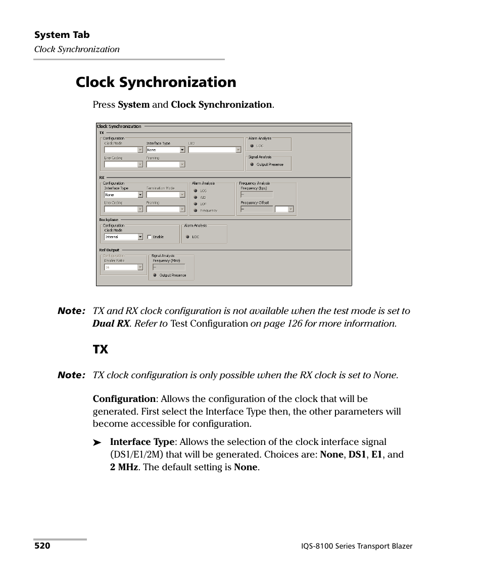 Clock synchronization | EXFO IQS-8100 Series Transport Blazer for IQS-600 User Manual | Page 534 / 719