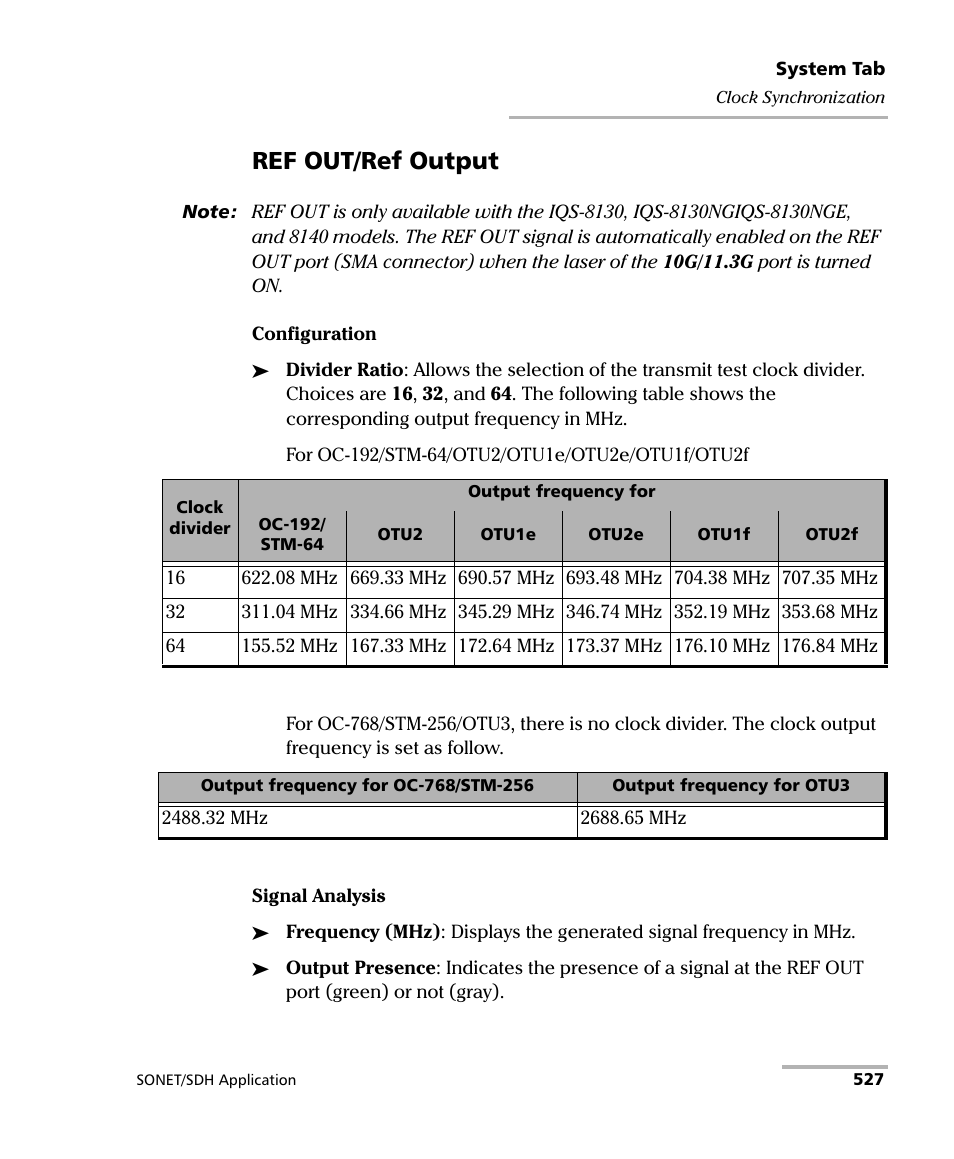 Ref out/ref output | EXFO IQS-8100 Series Transport Blazer for IQS-600 User Manual | Page 541 / 719