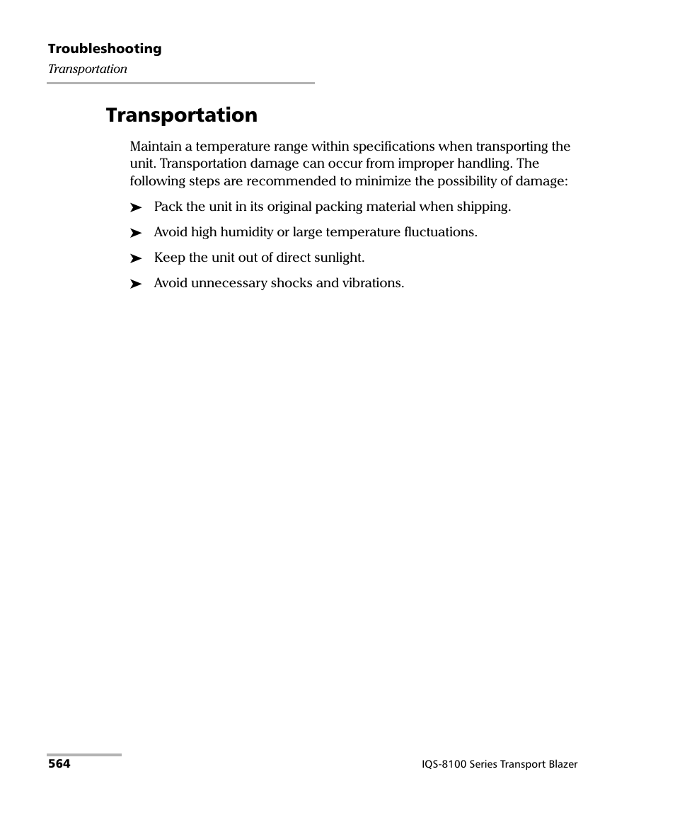 Transportation | EXFO IQS-8100 Series Transport Blazer for IQS-600 User Manual | Page 578 / 719