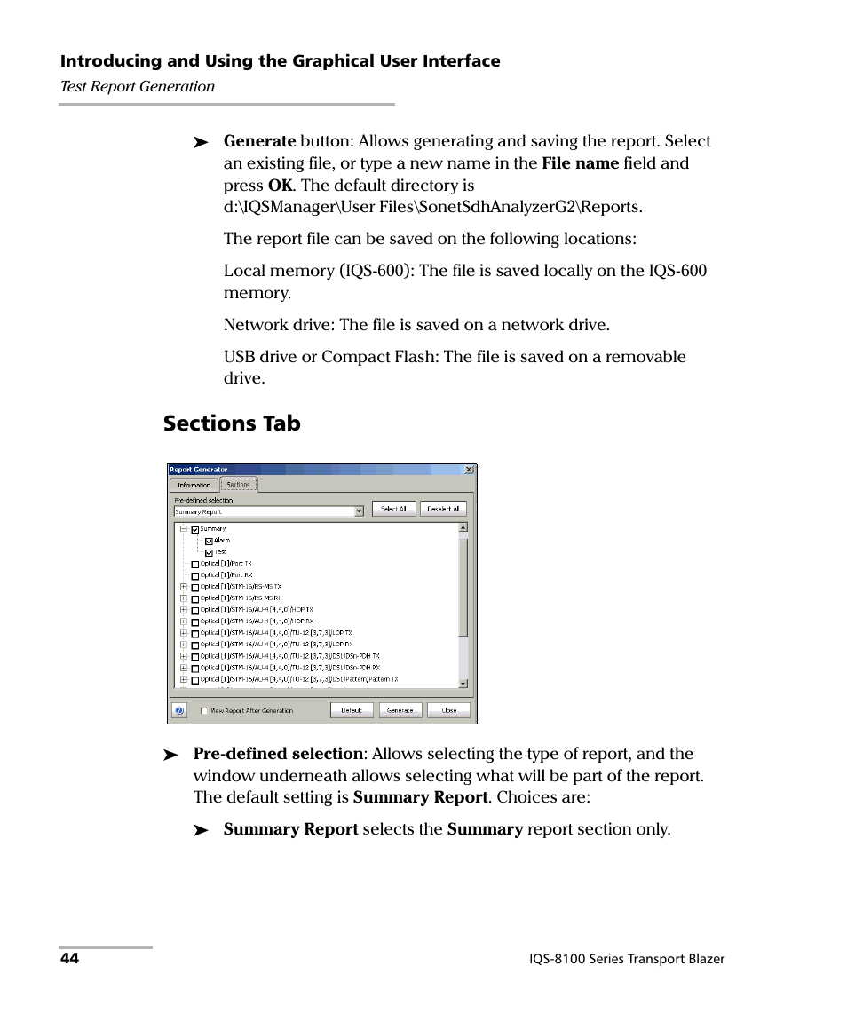 EXFO IQS-8100 Series Transport Blazer for IQS-600 User Manual | Page 58 / 719