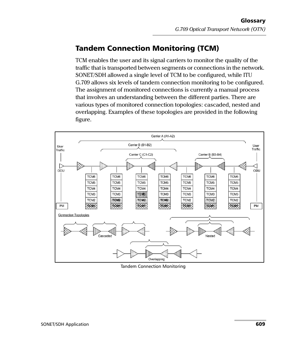 Tandem connection monitoring (tcm) | EXFO IQS-8100 Series Transport Blazer for IQS-600 User Manual | Page 623 / 719