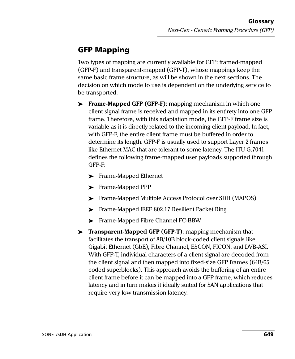 Gfp mapping | EXFO IQS-8100 Series Transport Blazer for IQS-600 User Manual | Page 663 / 719