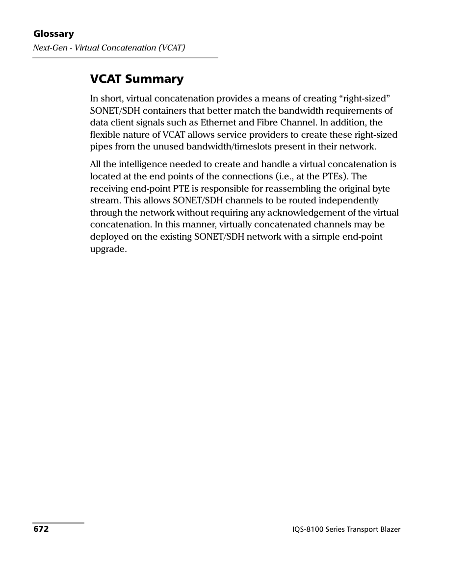 Vcat summary | EXFO IQS-8100 Series Transport Blazer for IQS-600 User Manual | Page 686 / 719