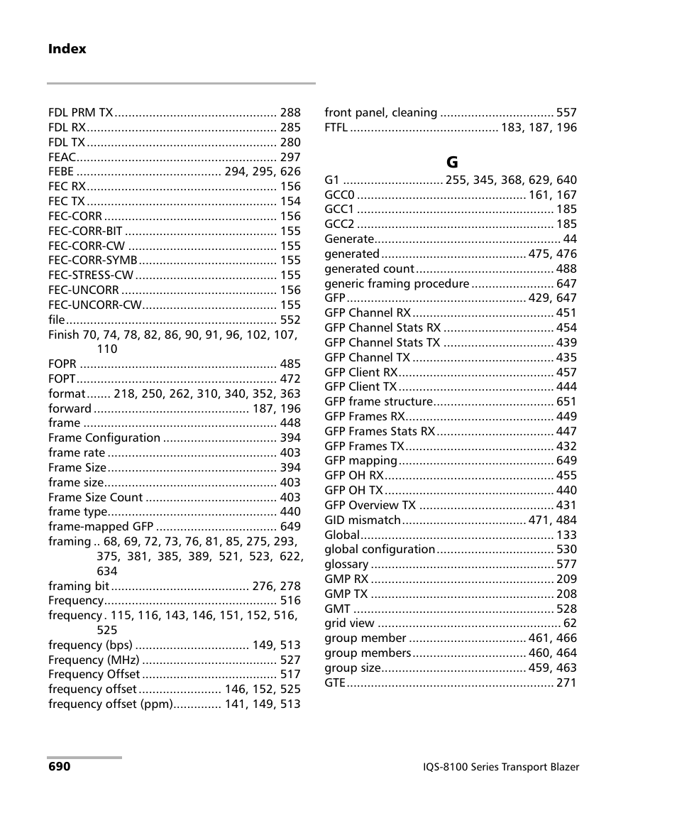 EXFO IQS-8100 Series Transport Blazer for IQS-600 User Manual | Page 704 / 719