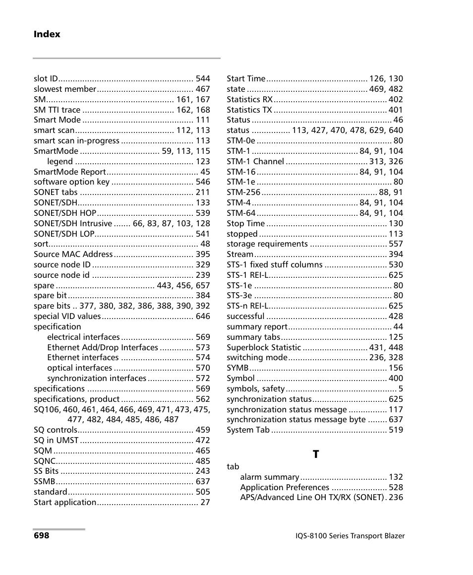 EXFO IQS-8100 Series Transport Blazer for IQS-600 User Manual | Page 712 / 719