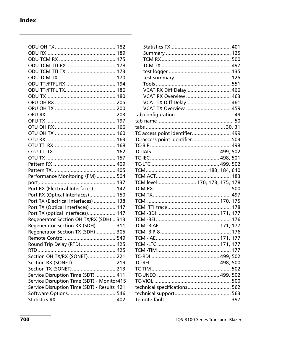 EXFO IQS-8100 Series Transport Blazer for IQS-600 User Manual | Page 714 / 719