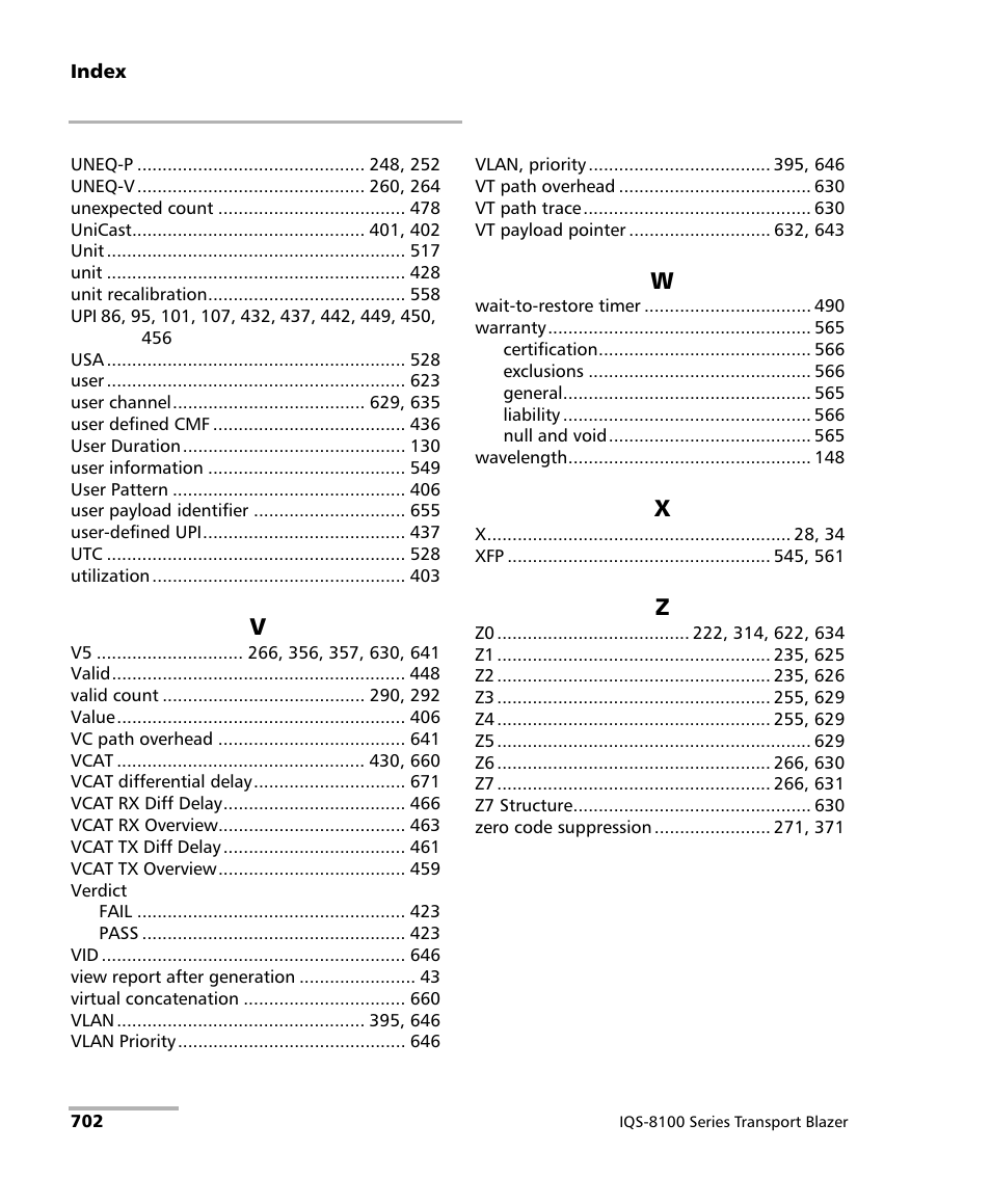 EXFO IQS-8100 Series Transport Blazer for IQS-600 User Manual | Page 716 / 719