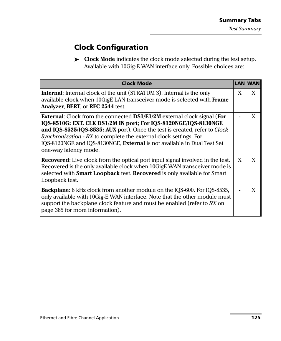 Clock configuration | EXFO IQS-8500 Series for IQS-600 User Manual | Page 139 / 546