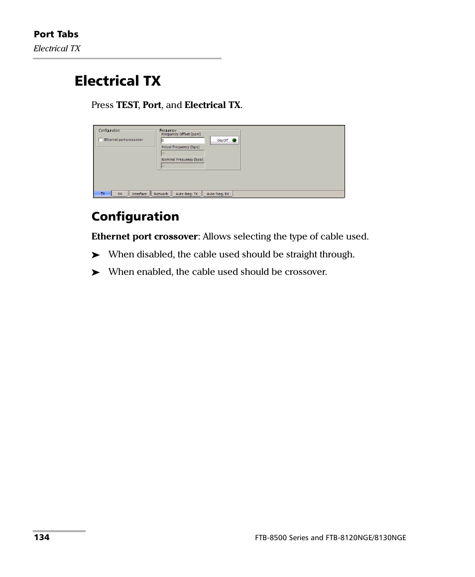 Electrical tx, Configuration | EXFO IQS-8500 Series for IQS-600 User Manual | Page 148 / 546