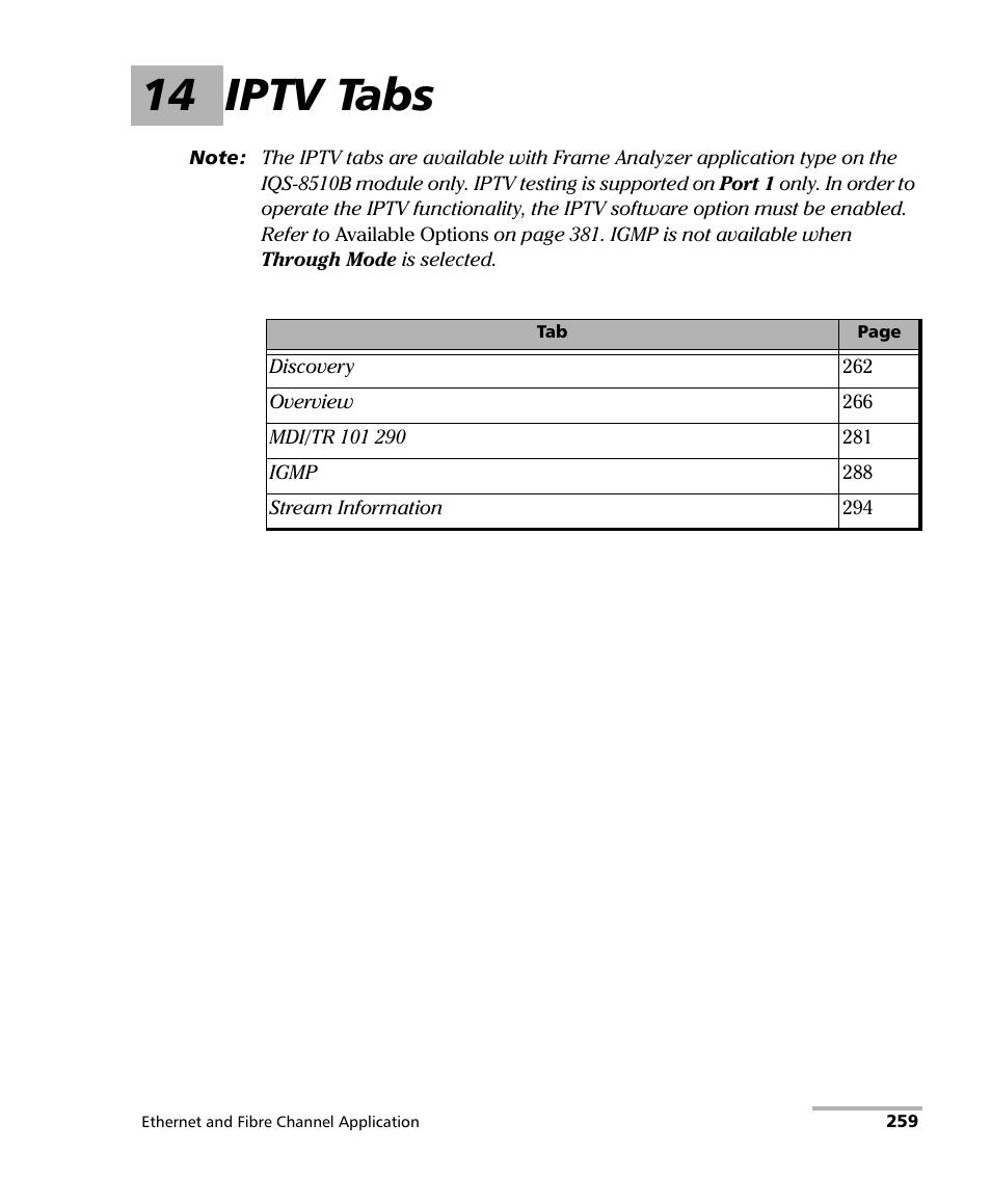 14 iptv tabs | EXFO IQS-8500 Series for IQS-600 User Manual | Page 273 / 546