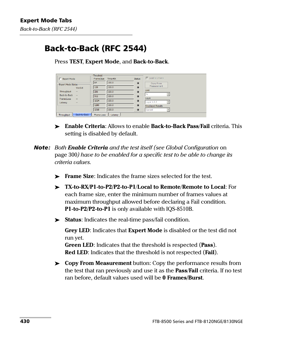 Back-to-back (rfc 2544) | EXFO IQS-8500 Series for IQS-600 User Manual | Page 444 / 546