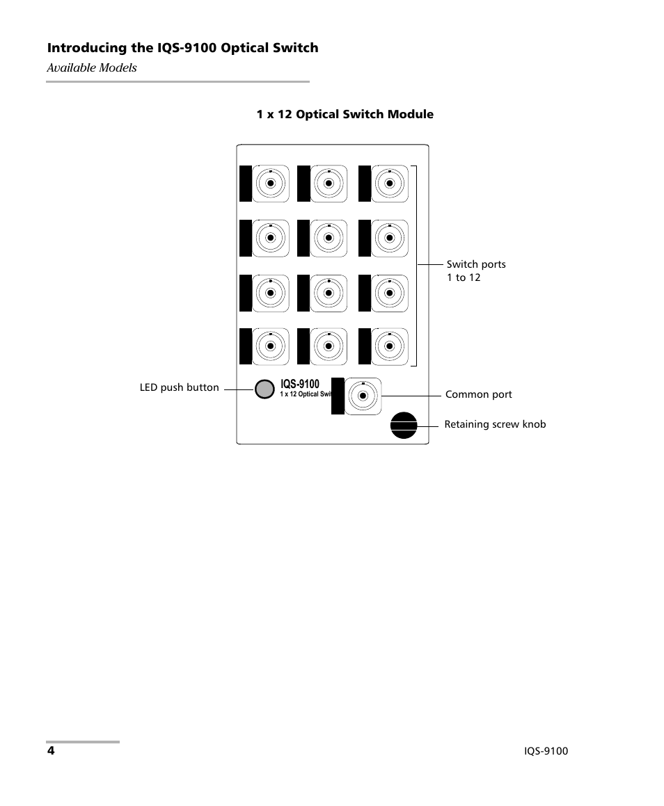 EXFO IQS-9100 Optical Switch for IQS-500/600 User Manual | Page 10 / 99