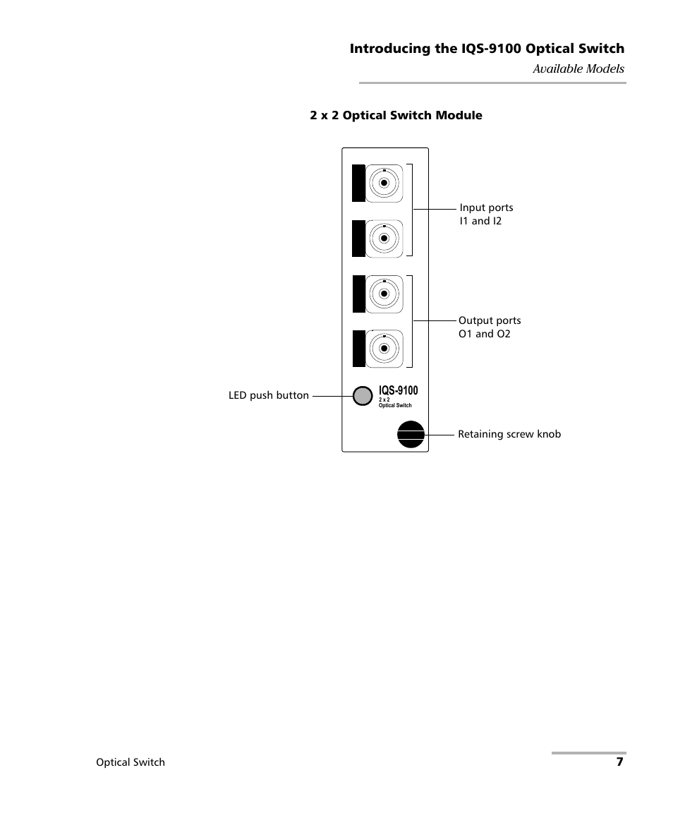 EXFO IQS-9100 Optical Switch for IQS-500/600 User Manual | Page 13 / 99