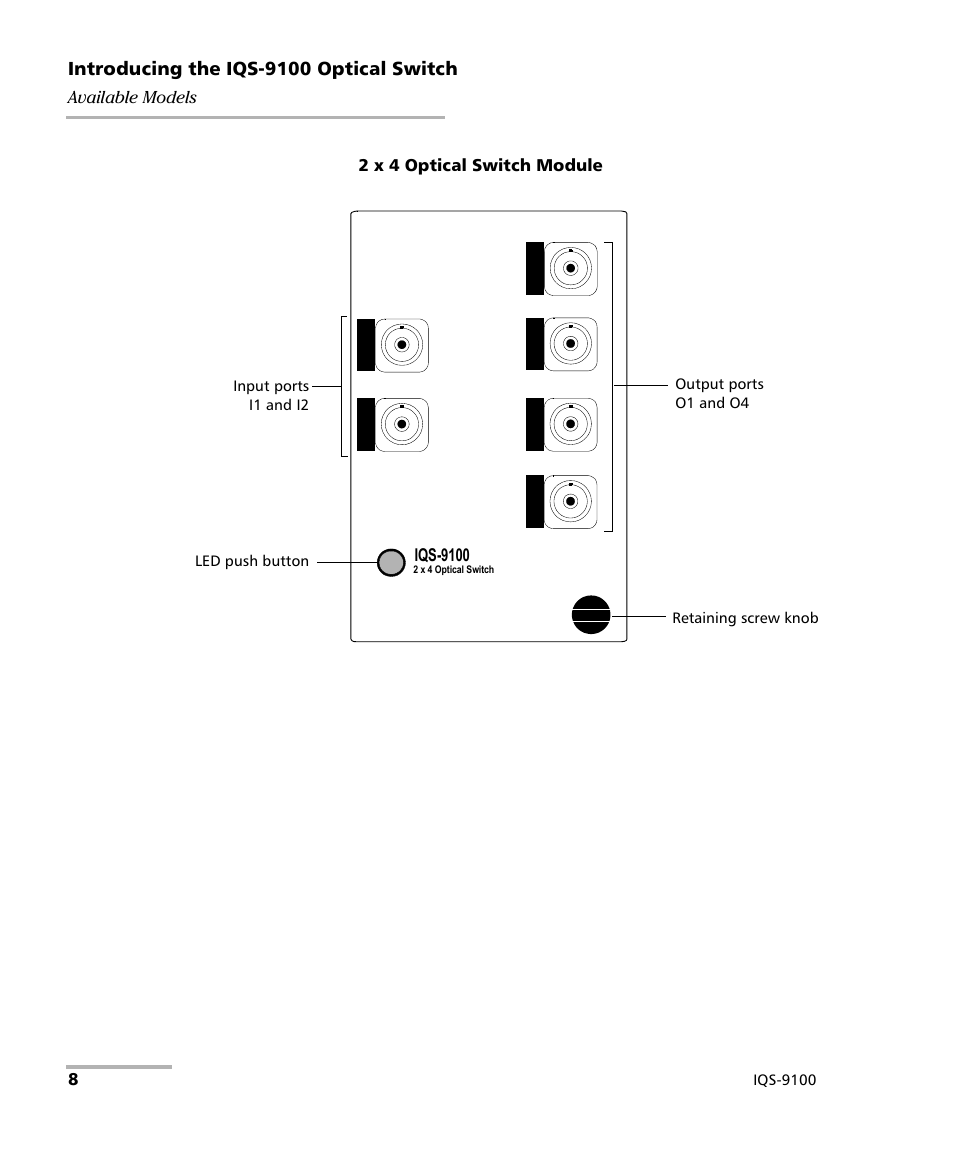 EXFO IQS-9100 Optical Switch for IQS-500/600 User Manual | Page 14 / 99