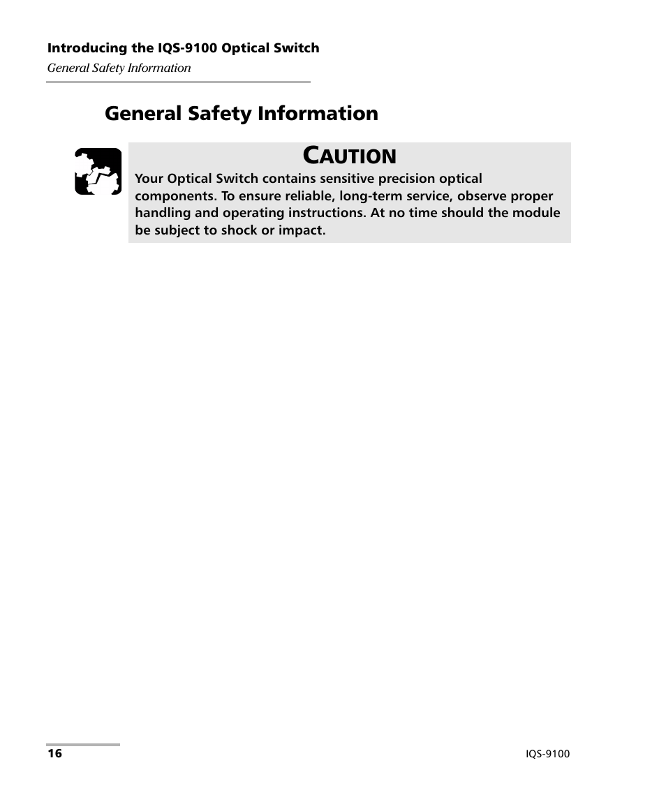 General safety information, Aution | EXFO IQS-9100 Optical Switch for IQS-500/600 User Manual | Page 22 / 99