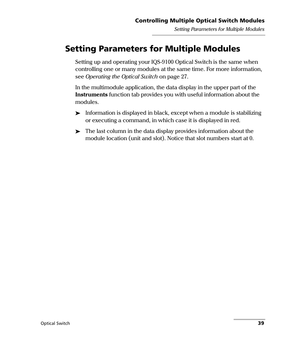 Setting parameters for multiple modules | EXFO IQS-9100 Optical Switch for IQS-500/600 User Manual | Page 45 / 99