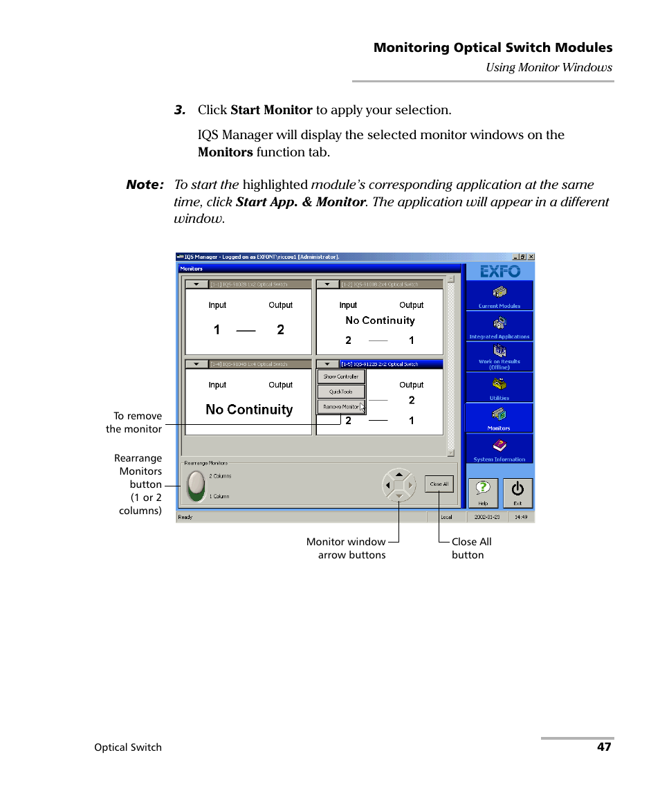EXFO IQS-9100 Optical Switch for IQS-500/600 User Manual | Page 53 / 99