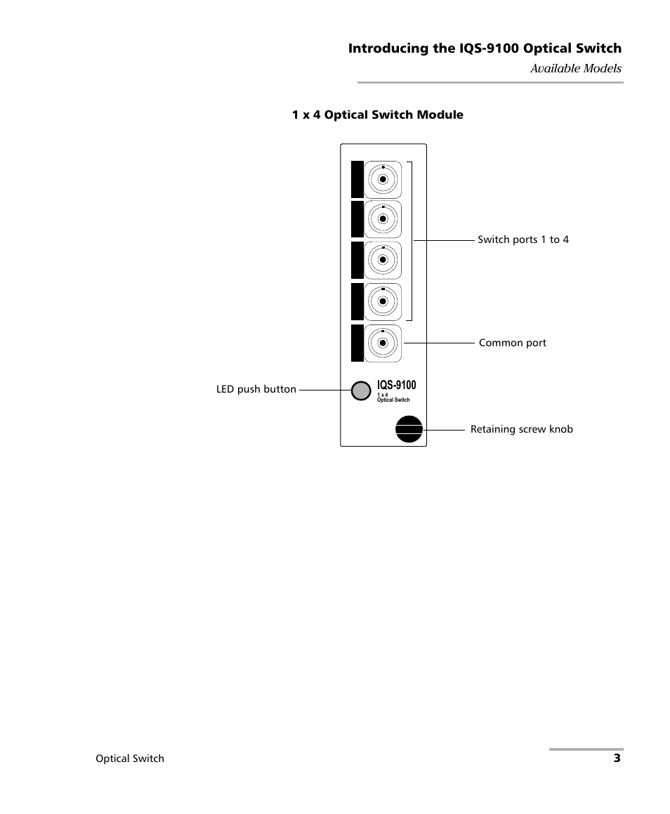 EXFO IQS-9100 Optical Switch for IQS-500/600 User Manual | Page 9 / 99